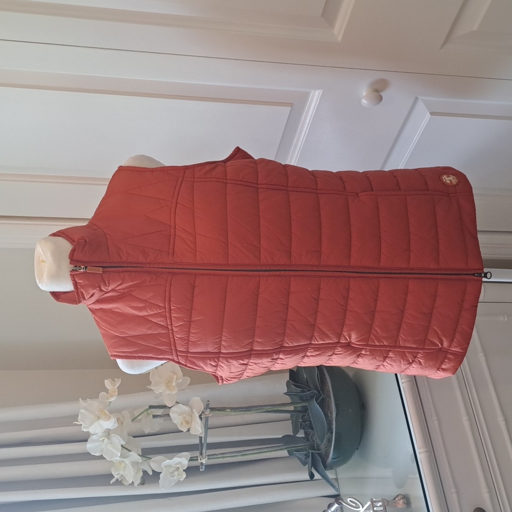 Barbour Womens Shillhope Gilet Fiberdown Coral Red/Orange Down‎ Puffer Vest S-6